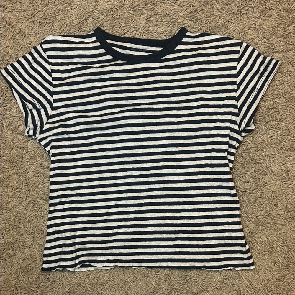 Brandy Melville Striped Navy and White Baby T-Shirt